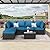 U-MAX 7 Piece Outdoor Patio Furniture Set, PE Rattan Outdoor Wicker Sectional Furniture Chair Set with Cushions and Tea Table, Black Rattan and Peacock Blue Cushion