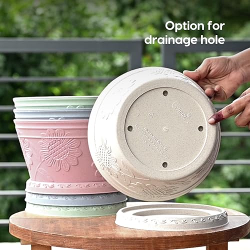 Image of Eha Earth Friendly Nile Planter 9.5 inch Planters for Home Decor| Bamboo Based Plant Pot | Pack of 2 | UV Protected Pot for Plant | Flower Pot for Living Room, for Outdoor and Indoor | Sand Castle
