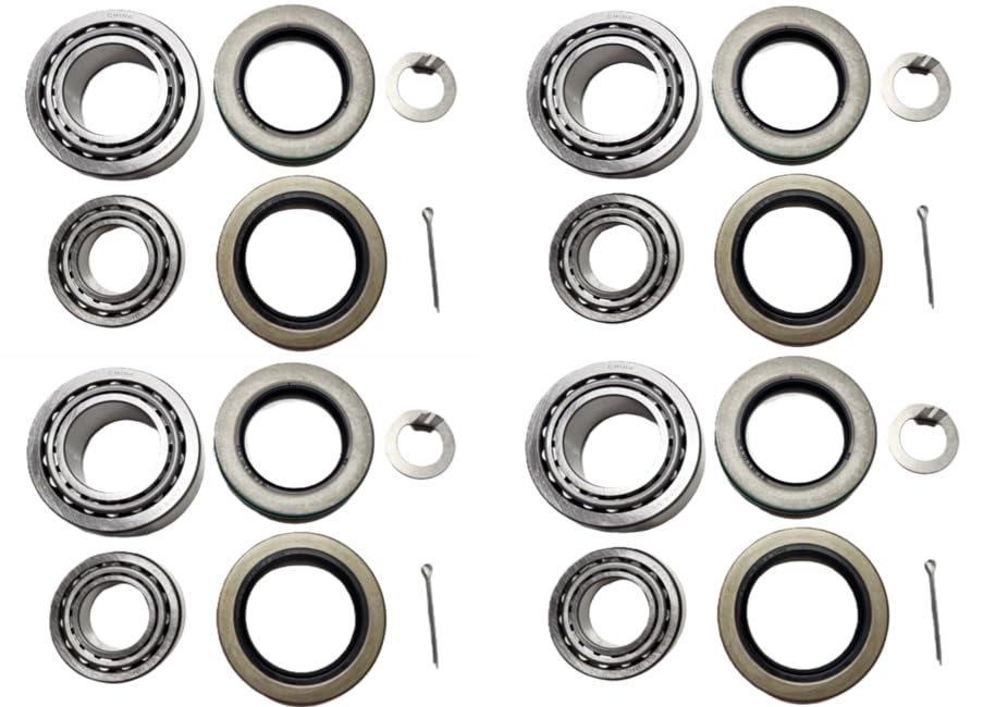 (Set of 4) WESTERNPRIME Trailer Hub Wheel Bearing Kit 25580 15123 with Grease Seal 10-36 2.250'' I.D. and 10-10 2.125'' I.D. for 6000 lb. Tandem Axle