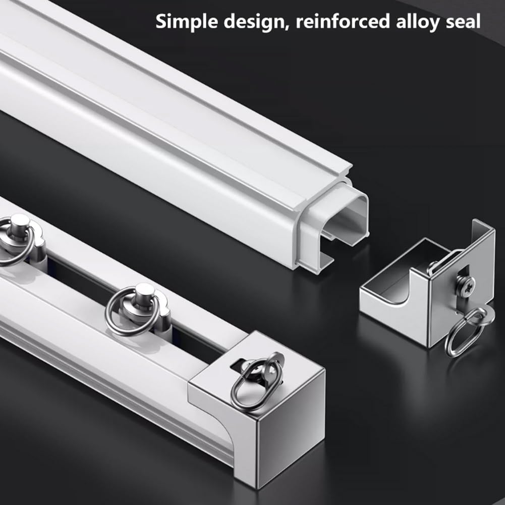 Rail de Rideau en Aluminium pour Plafond et Mur, Blanc, 100-400 cm