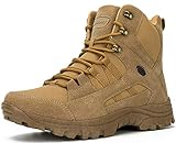  Ansbowey Stiefel Herren Wanderschuhe Damen Army Combat Boots mit YKK-Zipper Verschleißfest rutschfeste Outdoor Trekkingschuhe Militär & Einsatzstiefel Braun 41EU