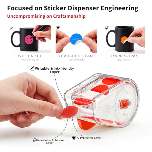 Image of 300 PCS of 1-inch red Dot Stickers with Sticker Dispenser, Round Coding Labels Circle Dots Labels Stickers for Office, Classroom,Small Business,Papers