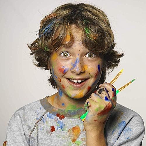 Childrens Paint Brushes, 6 Pcs Colorful Kids Paint Brush Set Plastic Paintbrushes Starter Set, Art Painting Brushes for Kids Children Toddlers Beginners Watercolor Oil Acrylic Painting Drawing Tools