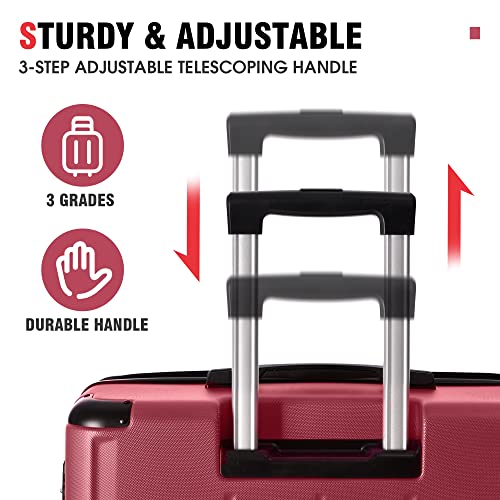 Luggage Sets 3 Piece, Expandable Hard shell ABS Suitcases with Double Spinner, Travel luggage Set with TSA Lock (20/24/28inch, Red)2