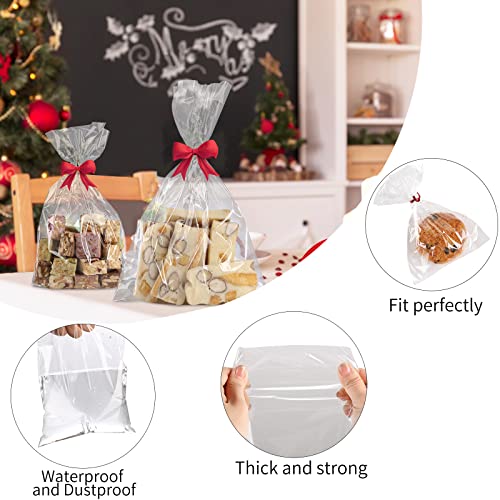 100 Pcs 7 In X 5 In(1.4Mil.) Clear Flat Cello Cellophane Treat Bags Good For Bakery, Cookies, Candies,Dessert With Random Color Twist Ties! #TOP3