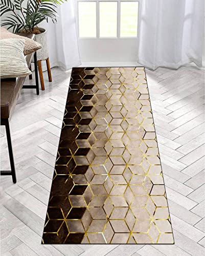 ZDYHMrj Alfombras de Pasillo de Corredor Marrón Negro Antideslizante Moderna Lavables, Largas Alfombrillas de Cocina Dormitorio salón Balcón Ancho 40cm/ 50cm/ 60cm/ 70cm/ 80cm/ 90cm/ 100cm Cover