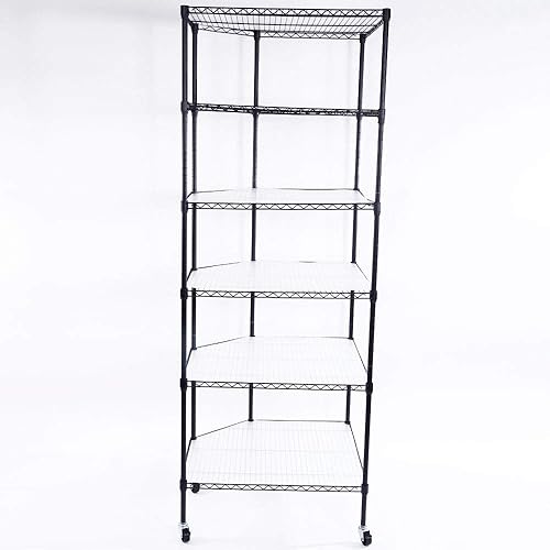 Miniatura 4 de Estante de almacenamiento de 6 niveles, estantería de alambre, organización de estante independiente con ruedas, estantes de almacenamiento sobre
