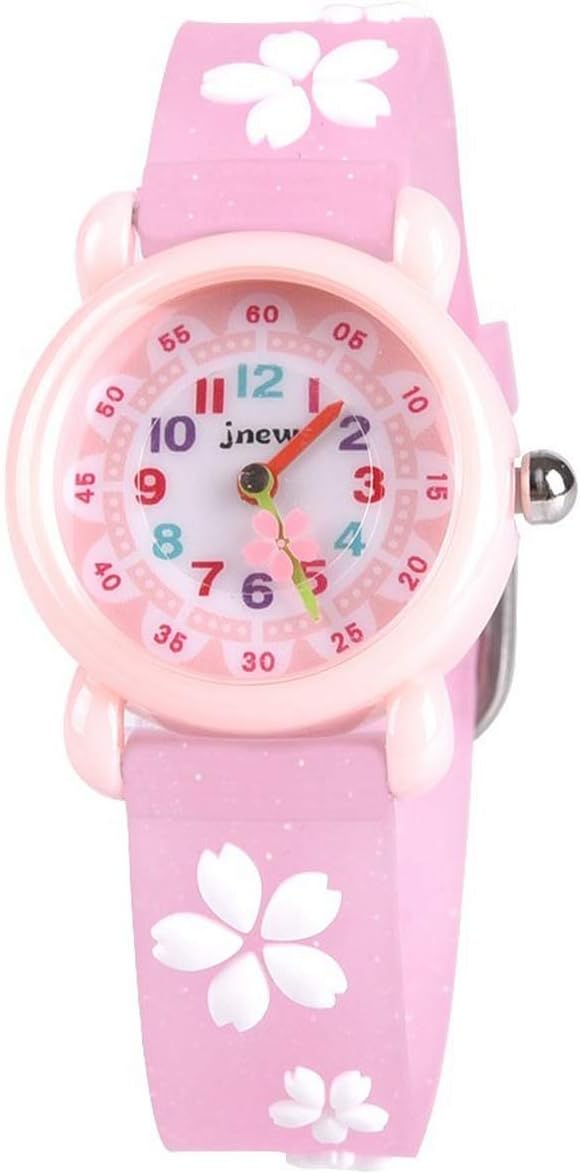 Kids Waterproof Watch, 3D Lovely Cartoon Watch for Girl and Boy (Pink Flower)