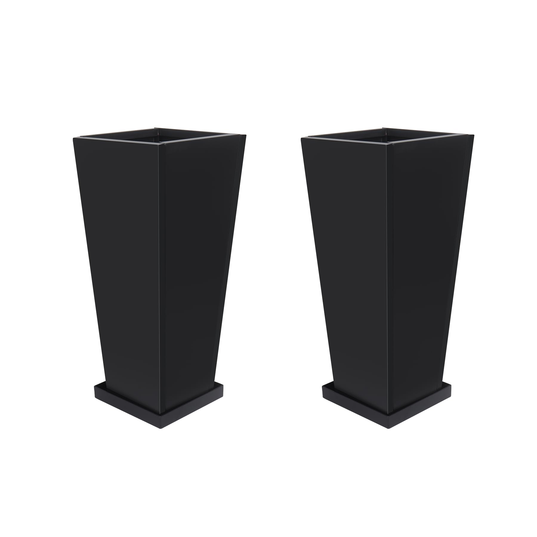 Toriexon 18 inch tall metal planters set of two in black