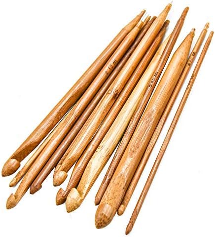 Monrocco 12 Sizes 1.2M 48" Afghan Tunisian Carbonized Bamboo Needle Crochet Hooks Set for Carpet Knitting