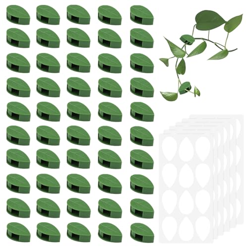 50 Stück Pflanzenclips für Kletterpflanzen,Pflanzen Wandhalterung,Selbstklebende Pflanzenhalterung,Grüne Pflanzenhalter für Wand Clips,Pflanzen zubehör, ​für Gartenarbeit Pflanzenstützung