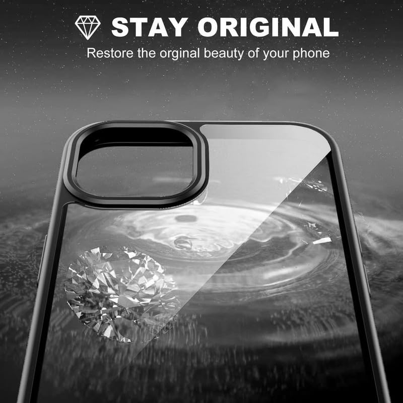 Image of COVERLY Clear Back Cover Case for iPhone 12 Pro, Black Hybrid TPU Polycarbonate, Anti-Shock Protection,Scratch Resistant,Camera & Full Body Protection,Wireless Charging