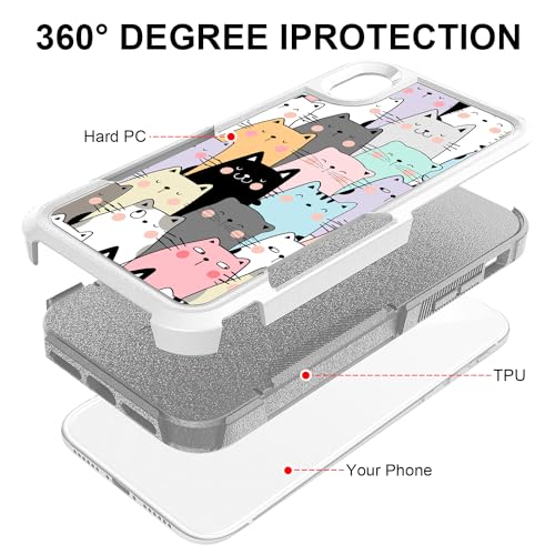 Case for iPhone Xs, Cute Cats Funny Pattern Shock-Absorption Hard PC and Inner Silicone Hybrid Dual Layer Armor Defender Case for Apple iPhone X and iPhone Xs - image 3