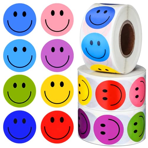 Eideos 1500 Pcs Smiley Face Stickers Motivational Stickers for Teachers (Macaron-3 Pack)