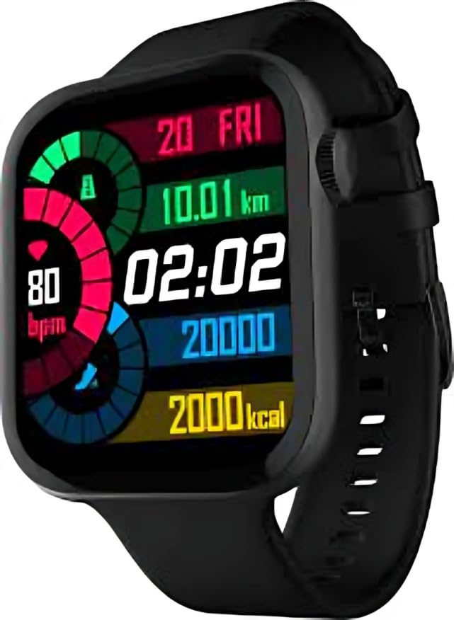 Fire-Boltt Fighter 1.81'' Bluetooth Calling Smartwatch 118 Sports Modes, AI Voice Assistant Smartwatch (Black Strap, Free Size)