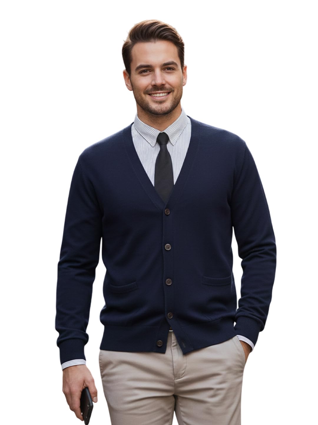 venatoria Men’s Full Sleeve Button Cardigan Full Sleeve Warm Knitwear Solid Winter Casual V Neck Sweater for Man-picture-27