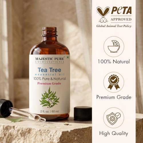 Image of Majestic Pure Tea Tree Essential Oil for Diffuser - 2 Fl Oz | 100% Pure & Natural Ideal for diffuser use, aromatherapy, massage, soap making, candle making home fragrance