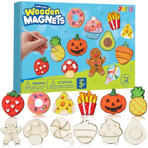JOYIN 12 pcs Wooden Magnets, Painting Craft for...