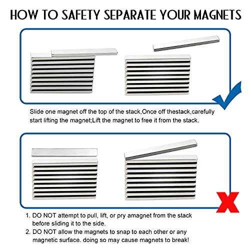 Image of MIKEDE Strong Neodymium Bar Magnets 4 Pack, Heavy Duty Rare Earth Magnets with Double-Sided Adhesive, Powerful Neodymium Magnet for Fridge, DIY, Kitchen, Craft, Office - 60 x 10 x 5 mm