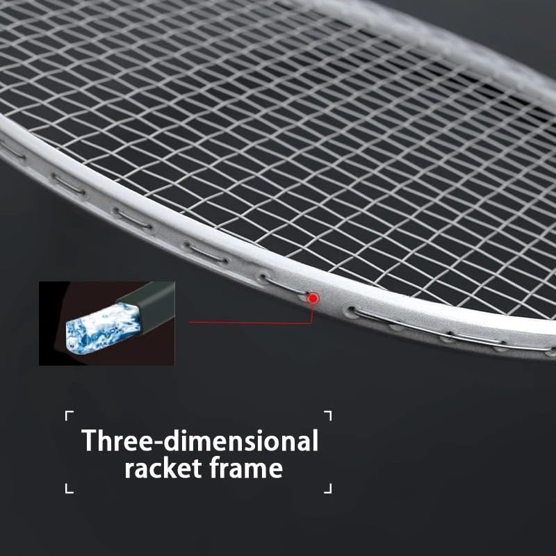 Badminton Set Racchette da Badminton Professionali in Carbonio, Racchetta Super Leggera 5U con Corde in Fibra di