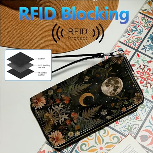 Image of Womens Wallet PU Leather Wristlet Wallets for Women, Large Capacity Lady Fashion Wallet Card Holder Zipper Wallet