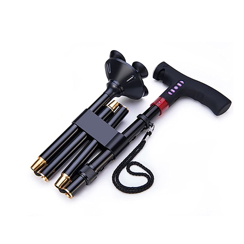 YXCKG Bastón Plegable, Bastones para Caminar con Luz LED, Bastón De Ancianos con Alarma De Pánico, Ayuda para Caminar De Aluminio Ajustable En Altura para Hombres Y Mujeres (Color : Style B)