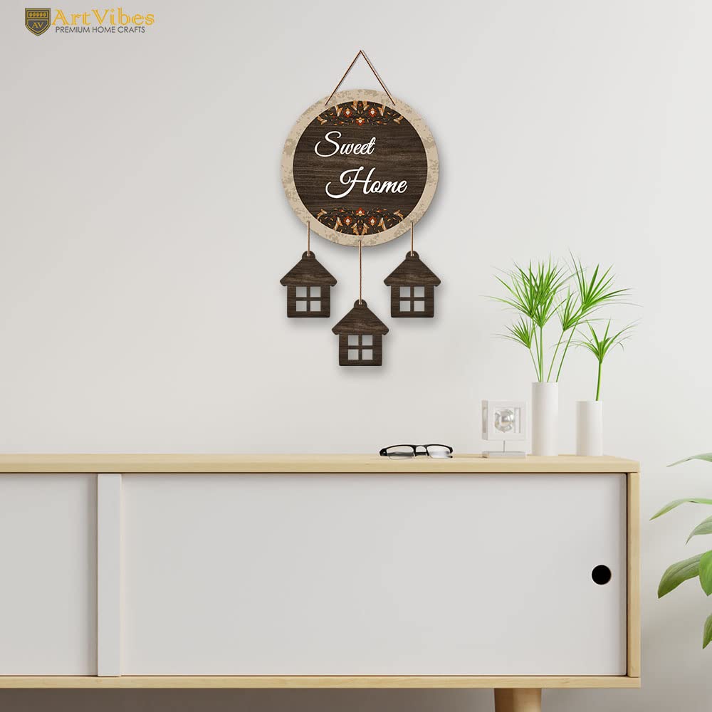 Artvibes Sweet Home Wooden Wall Hangings Decor For Home | Bed Room | Quotes Decor Item | Home Quotes Wall Hanging | Modern Decor Items | Wall Poster | Artworks Hangings | Unique Gift (WH_7209N) 1