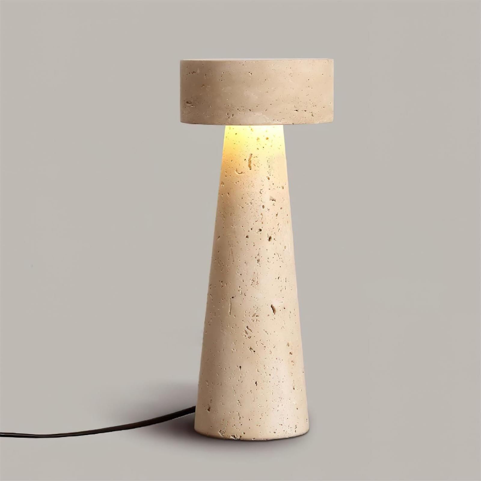 zenggp Natural Travertine Table Lamp, Wabi-sabi Minimalist Style Desk Stone Lamp, Dimmable Bedside Lamp With 3-Way Light Color, Sculptural Art Decor For Bedroom Living Room Entryway