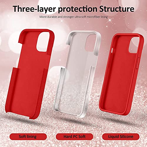Image of MIDOS Back Cover Compatible with iPhone 14 Plus Case Liquid Silicone Full Protection Shock Proof Back Cover for iPhone 14 Plus (2022) 6.7 inch (RED)