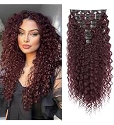FLUFYMOOZ 9PCS Clip in Hair Extensions 22 Inch Curly Hair Extension Long Soft Synthetic Hairpiece...