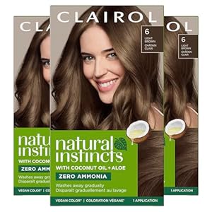 Clairol Natural Instincts Demi-Permanent Hair Dye, 6 Light Brown Hair Color, Pack of 3