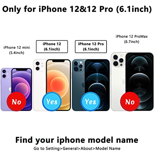 TopPerfekt for iPhone 12 and 12 Pro Wallet Case with Card Holder, 360° Rotation Finger Ring Holder Kickstand Protective RFID Blocking PU Leather Pattern Double Buttons Flip Cover 6.1