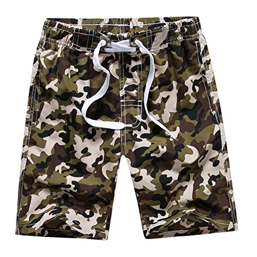 techcity Boys Teens Swim Trunks, Quick Dry Surfing Beach Sports Running Swim Shorts with Drawstring 6T to 18/20