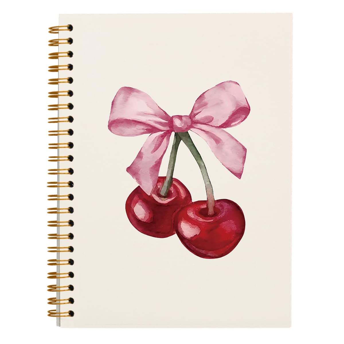 hold fizz Coquette Pink Bow Cherry Notebook Journal, Preppy Aesthetic Journaling Notebooks for Note Taking Work, Coquette School Supplies, Coquette Stuff, Hardcover Spiral Notebook 5.5 x 8.3