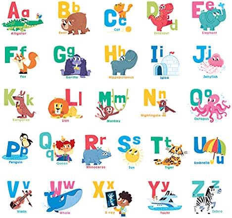 DECOWALL DWL-2101 Alphabet Kids Wall Stickers Decals Peel and Stick Removable for Nursery Bedroom Living Room Art murals Decorations