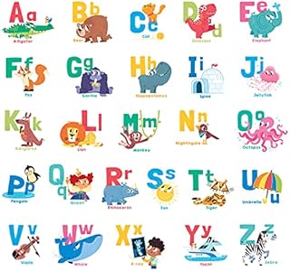 DECOWALL DWL-2101 Alphabet Kids Wall Stickers Decals Peel and Stick Removable for Nursery Bedroom Living Room Art murals Decorations