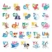 DECOWALL DWL-2101 Alfabeto Adesivi da Parete Decorazioni Stickers Murali Soggiorno Asilo Nido Camera Letto per Bambini decalcomanie