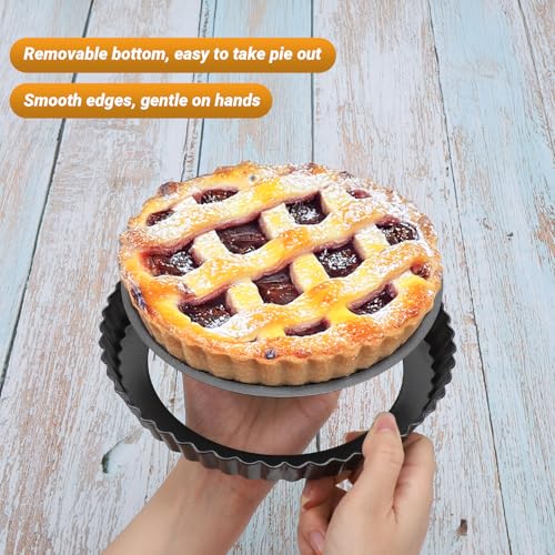 Beasea Mini Tart Pans for Baking, 2pcs 8 Inch Tart Pan with Removable Bottom Small Non Stick Carbon Steel Quiche Pie Pans for Oven Baking by Beasea - Image 3