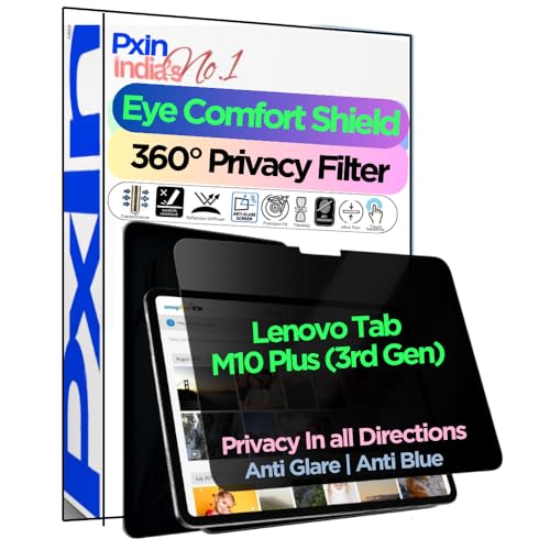 Image of PxIn Tablet Privacy Screen Guard compatible with Lenovo Tab M10 Plus (3rd Gen) | No.1 | Anti Glare | Anti Blue Light | Anti UV | 4 Way Privacy Filter | 360 Privacy | Eye Protect