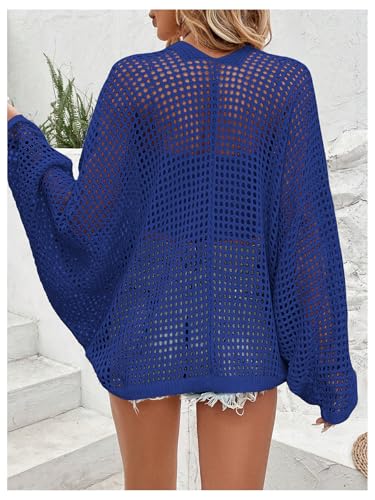 Image of Verdusa Women's Oversized Summer Cardigan Lightweight Sweater Crochet Knit Beach Cover Up Spring Vacation Outfits