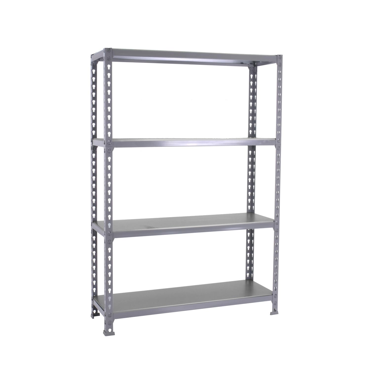 Simon Rack Simonclick Metal Shelving Unit, 4 Adjustable Shelves, 200kg Bend Pole, 1500 x 1200 x 500 mm, Storage Rack, Without Screws, Grey