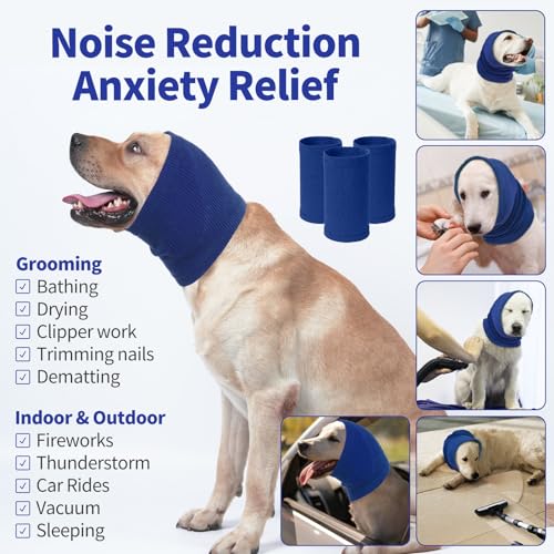 Image of Nanaki Dog Calming Hoodie Quiet Head Cover Sleeves-Ear Covers Hood for Noise Bath, The Grooming and Force Drying Head Protection for Anxiety Relief and Calming Dog Neck and Ear Warmer, Fireworks 1Pack