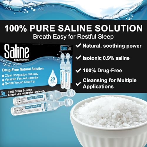 Image of Saline Ampoules Saline Solution, Sodium Chloride 0.9%, 20 Count (5mL Each)