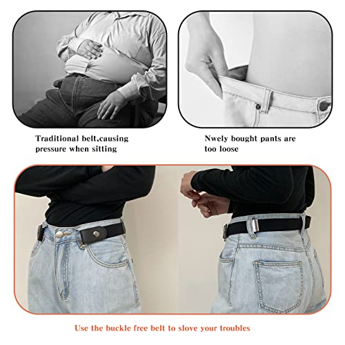 Dclobtop 2 Pack No Buckle Stretch Belts For Men And Women,Adjustable Elastic Invisible Belt For Jeans Pants Dresses Buckle Free Belt Comfortable Unisex Waist Belt Ladies Belts Girls Belts #TOP2