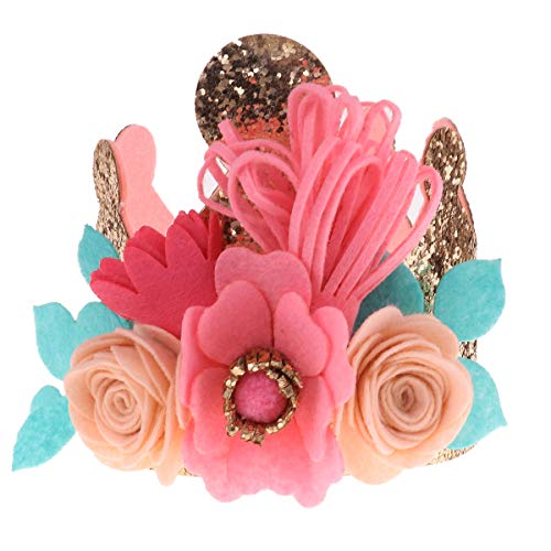 YiZYiF Diadema de Cumpleaños Flor Corona Princasa Para Bebés Niñas Recien Nacidos Tocado Flores Brillante Gorro Princesa Decoración Accesorio Fiesta Rosa Talla Única Cover