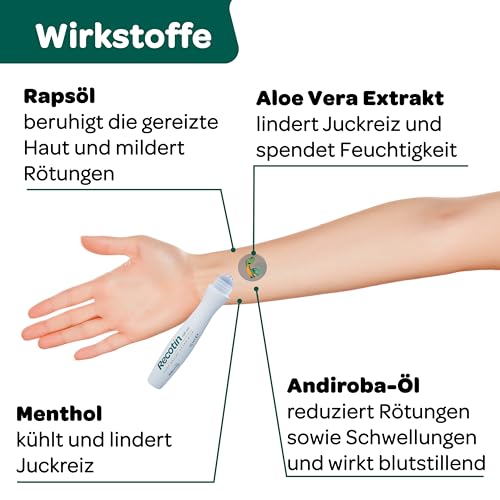 RECOTIN 30x Mückenpflaster + 15ml Roll On Set - 100% natürliche Wirkstoffe - pflegt & kühlt - Insektenstichheiler Set - Urlaub Must Haves - Pflaster gegen Mückenstiche und Bienen