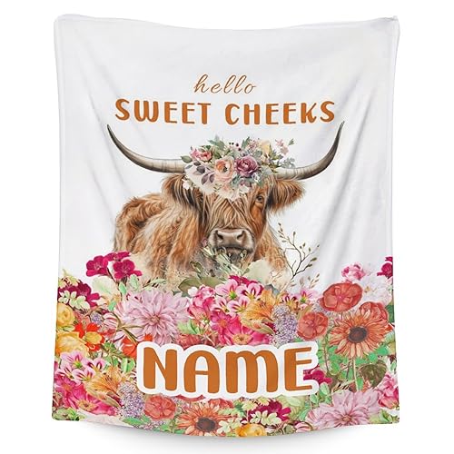 Mercuryelf Custom Highland Cow Throw Blanket - Soft, Fuzzy & Warm - 30x40 Inches Small Blankets for Lap, Crib - White Novelty Throws Gift for Highland Cow Lovers