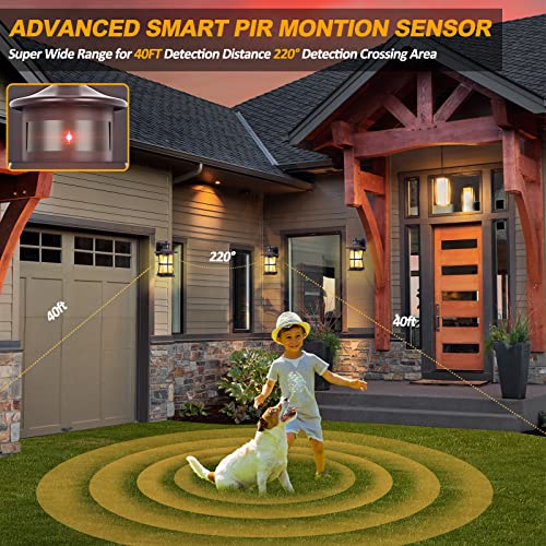 Image of 2 Packs Motion Sensor Outdoor Lights - Dusk to Dawn Outdoor Lighting, Oil Rubbed Bronze Porch Lights Outdoor Wall Sconce, Waterproof Exterior Light Fixtures for House, Garage, Entryway Anti-Rust, E26