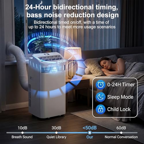 Image of AKIRES Portable Air Conditioners,12,000 BTU Air Conditioner for Bedroom with Remote Control,Portable AC Unit With Fan & Dehumidifier,Cools Up To 550 Sq.Ft For Large Room With 24H Timer And Sleep Mode