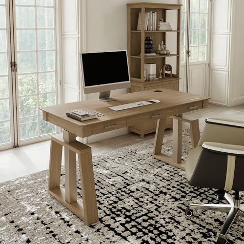 Image of EUREKA ERGONOMIC Standing Desk,60x26 Executive Desk with 3 Drawer Adjustable Height Electric Desk Home Office Computer Desk Modern Workstation with Memory Controller